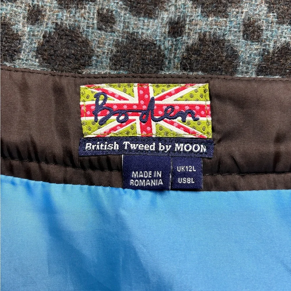 BODEN British Tweed by Moon‎ 100% Wool Polka Dot Crossover Skirt